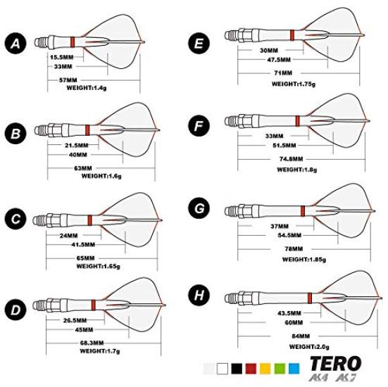 CUESOUL TERO system AK7 telescopic integrated dart shaft, set of 4 - H53mm (CS-AK7+1H53)