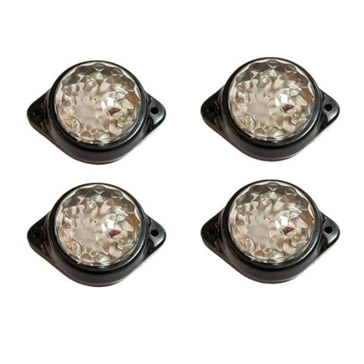 4-Pack Round Clear LED Rear Side Marker Clearance Lights Indicator for RV Camper Motorhome Truck Trailer 24V Side Marker