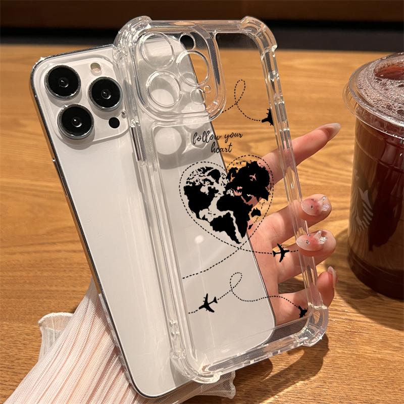 Travel-nspired Airplane Route Desian Phone Case For iPhone 16 15 14 13 12 11 Pro Max 7 8 15 Plus X XR XS Max Soft silicone cover