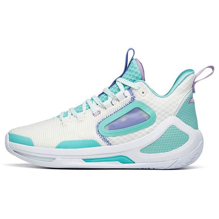 

New Anta Alien 3 Nitrogen Technology Wear Resistant Slip Resistant Lightweight Mid Top Basketball Shoes Beige White Green 112211601-3 44.5