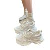 Small women's shoes with visible feet, autumn white platform sneakers, breathable and heightening casual shoes