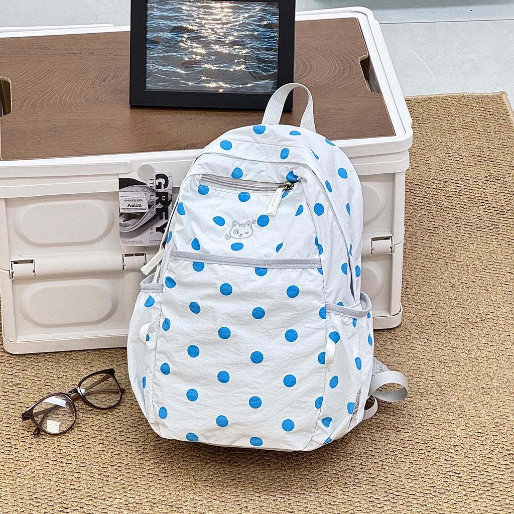 Schoolbag Polka Dot Cute Backpack Outdoor Ultra Light School Bag Travel Backpack Korean Sweet Backpack Student School Bag