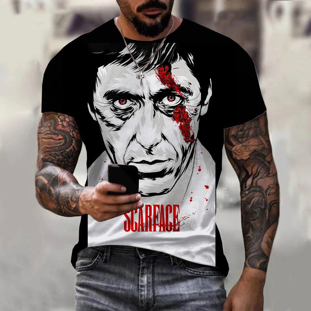 ETST 009 Scarface Klassieke Film 3D Print Sport Sneldrogend Ademend Heren T-shirt Buiten Straat Harajuku Casual Mode Fan Korte Mouw 5XL