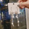 Crystal Imitation Pearl Drop Earring for Women Shiny Flower Butterfly Dangle Earrings Wedding Engagement Party Jewelry Gift