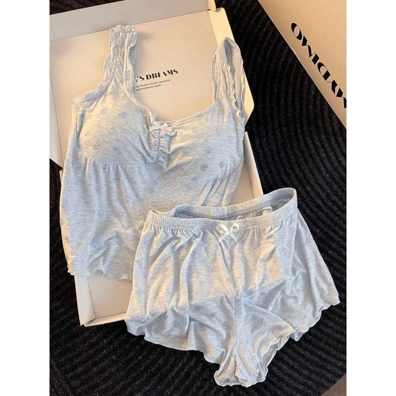 

French pure desire modal with chest pad vest pajamas women s summer new suspender shorts loungewear set XXL