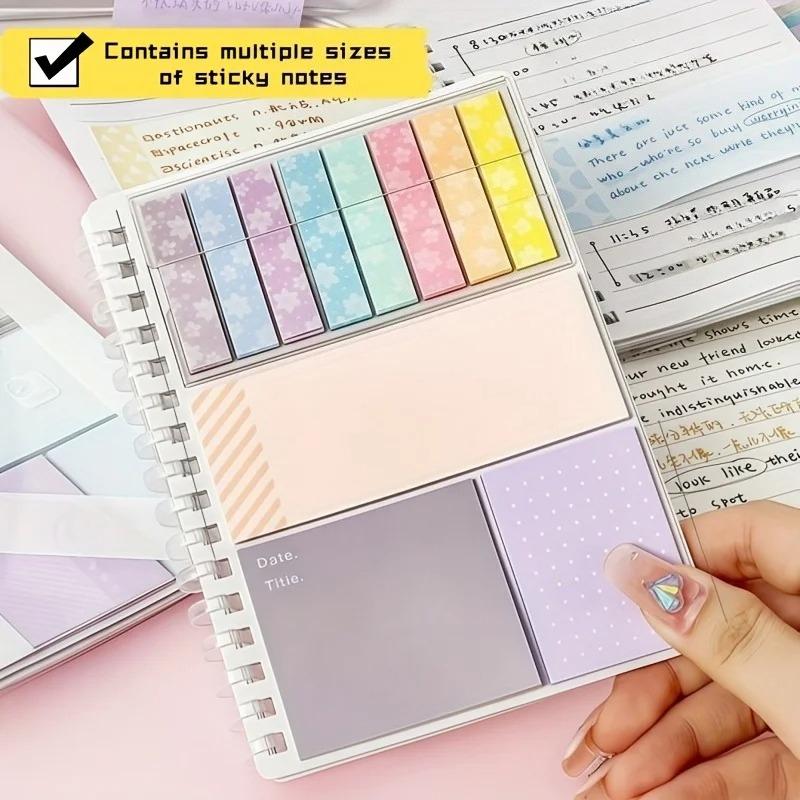 Pink Sticky Note Notebook Writable Relocatable Adhesive Labels Index Stickers Colorful Pages for Office and Home Organization
