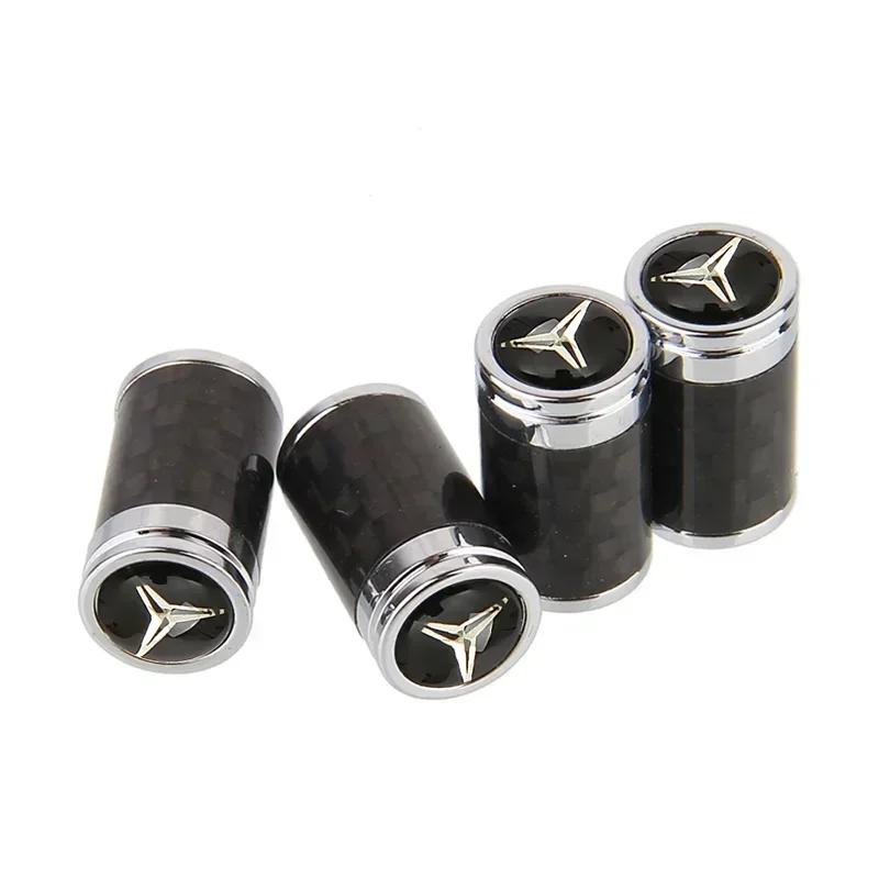 4pcs for Mercedes Benz Carbon Fiber Car Tyre Stem Air Valve Caps W204 GLK W203 W205 W212 W211 W124 W176 CLA CLK SL ML C E Class
