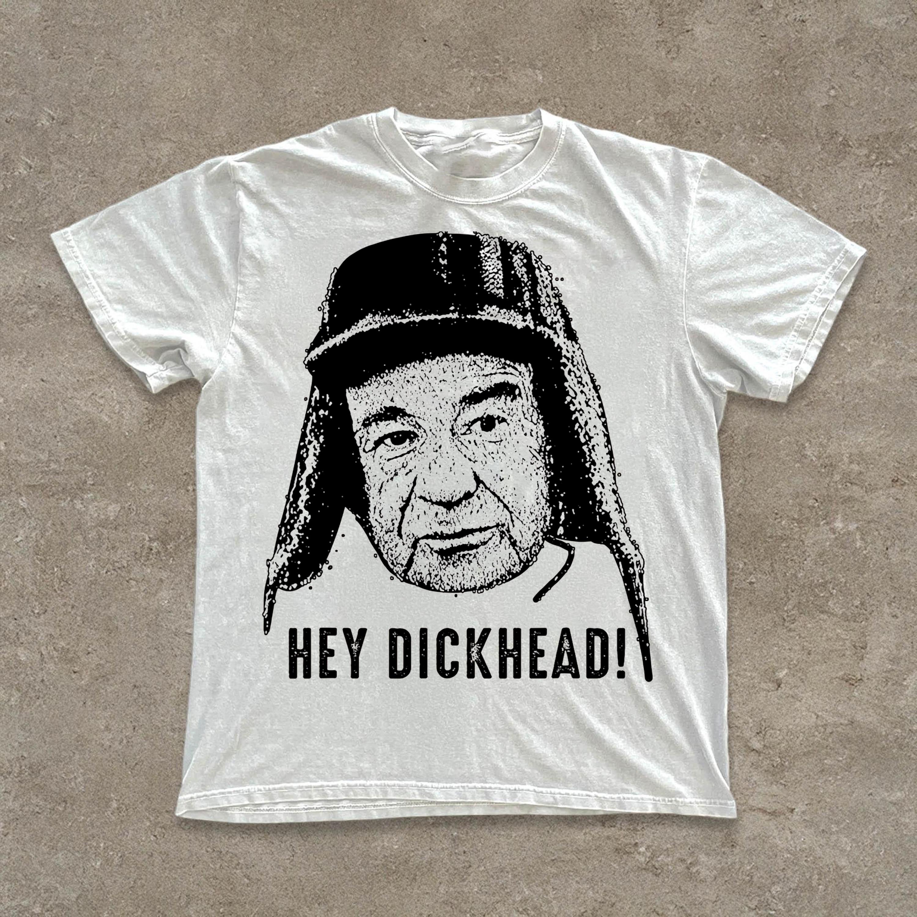 ZX Summer Hey Dickhead Vintage Portrait Edgy Meme Graphic TShirt for Men Women Prue Cotton Casual Tee Streetwear Men Clothing S