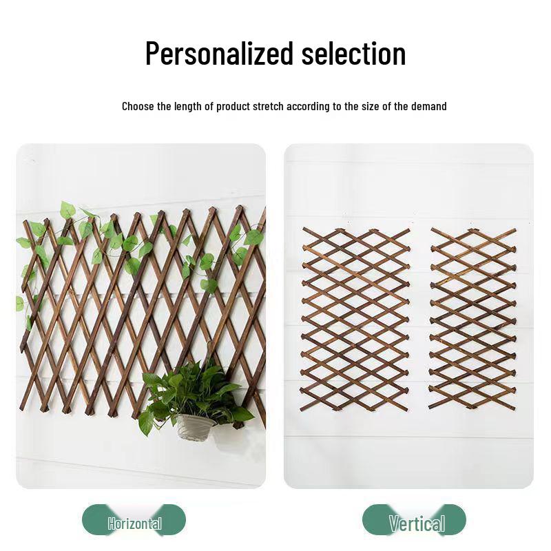 Expandable Carbonized Wood Lattice Fence for Climbing Plants and Courtyard Decoration
