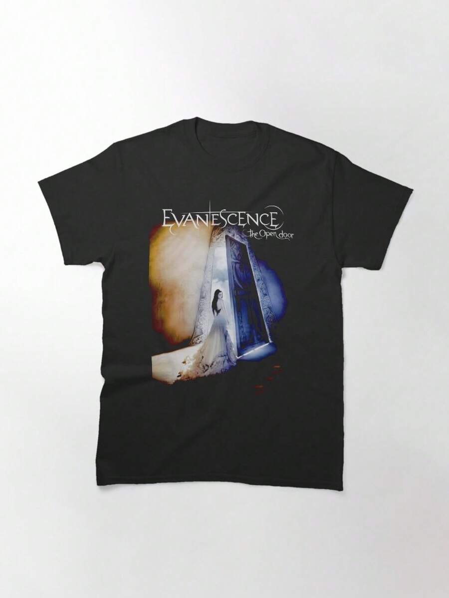 

Evanescence Open Door Classic TShirt Classic Rock Band Logo Design Premium Breathable Cotton Fabric L