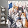 Cute Cartoon Cat Photo Shower Curtain, Bathroom Decorative Shower Curtain, Waterproof Shower Curtain with Hooks
