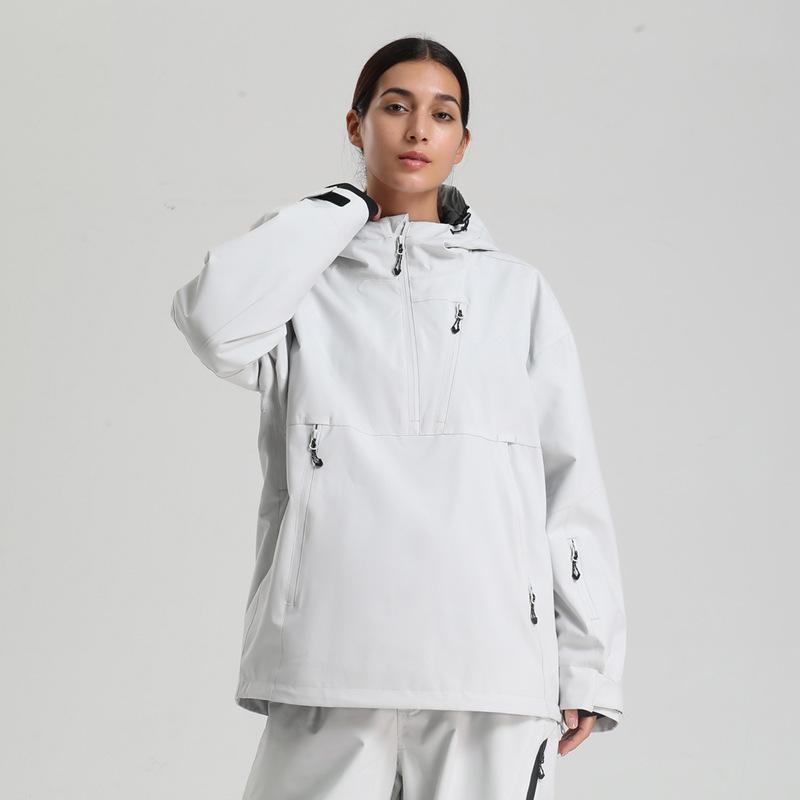 Men's and Women's Pullover Ski Jacket Snowboard Coat Waterproof Winter Baggy Snow Jackets with Hood Windproof Warm Insulation Outdoor Skiing Jackets