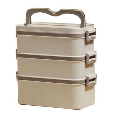 3-warstwowy lunchbox ze stali nierdzewnej 304, składany, przenośny, o dużej pojemności, pudełko bento dla dzieci, dorosłych, studentów, khaki