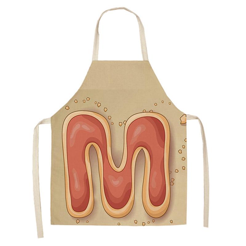 Avental de cozinha com estampa de alfabeto, avental sem mangas de linho para crianças, para cozinhar, churrasco, ferramentas de limpeza doméstica, 47x38cm, 68x55cm