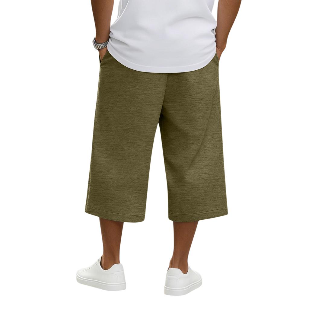 Men Drawstring Waist Casual Loose Fit Knee Length Shorts Lightweight Breathable Fabric Relaxed Style for Everyday Wear