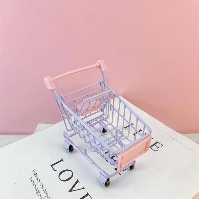 Colorat amuzant Mini supermarket cumpărături cărucior foto recuzită cărucior animal de companie pasăre papagal hamster jucărie copii copil jucărie depozitare cărucior