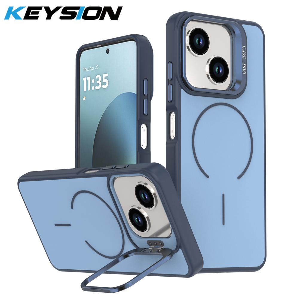 KEYSION Matte Hautgefühl Linsenständer Handyhülle für Magsafe für ZTE Blade A35E Magnetische Stoßfeste Rückabdeckung für ZTE Blade A35E