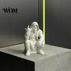 Unique Desktop Sculpture Crouching Hooded Devil God Figurine, Decorative Ornament with Skull Mask & Muscle Lines, Hip Figure Hop Gothic Rocker Statue