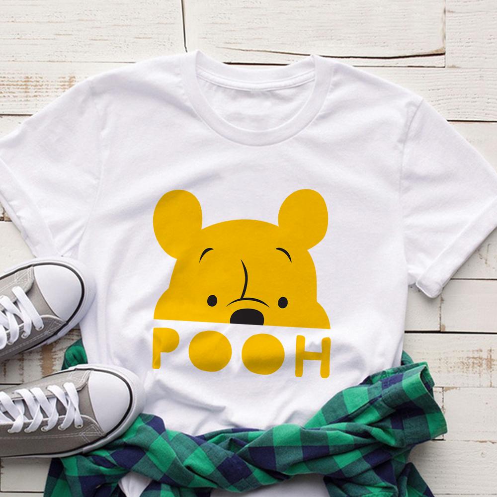 Disney Winnie The Pooh T-Shirt Cartoon Graphic T Shirts Women's Short Sleeve Summer Casual Tops T-shirt Aesthetic Harajuku Tees