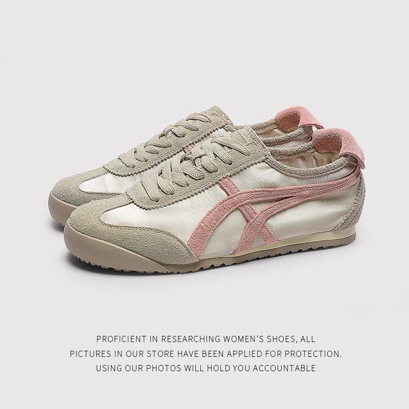 Leather Retro German Training Shoes Women'S Spring And Summer Lace-Up Contrasting Color Casual Sports Shoes Flat-Soled Forrest Gump Shoes Board Shoes