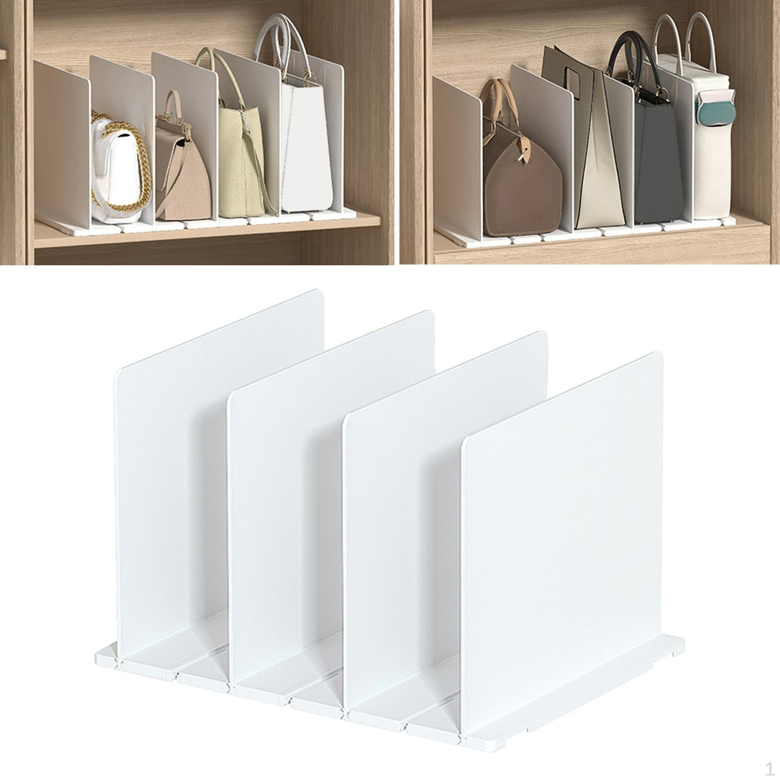 Cabinet Shelf Divider for Optimal Organization in Bookshelves White 4 Grid