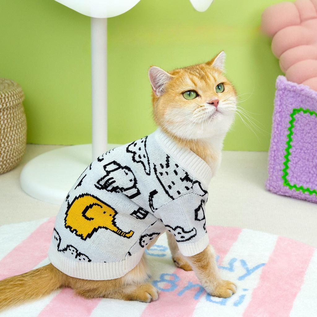 Autumn and Winter Pet Clothes Cartoon Elephant Cat Sweater Dog Needs Autumn and Winter Base Coat Puppy Clothes Winter