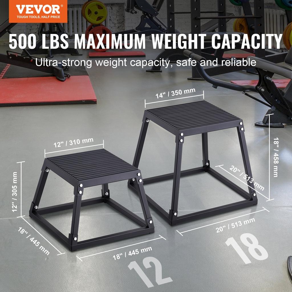 VEVOR Plyometric Jump Box, 18 Inch Plyo Box, Steel Plyometric Platform and Jumping Agility Box