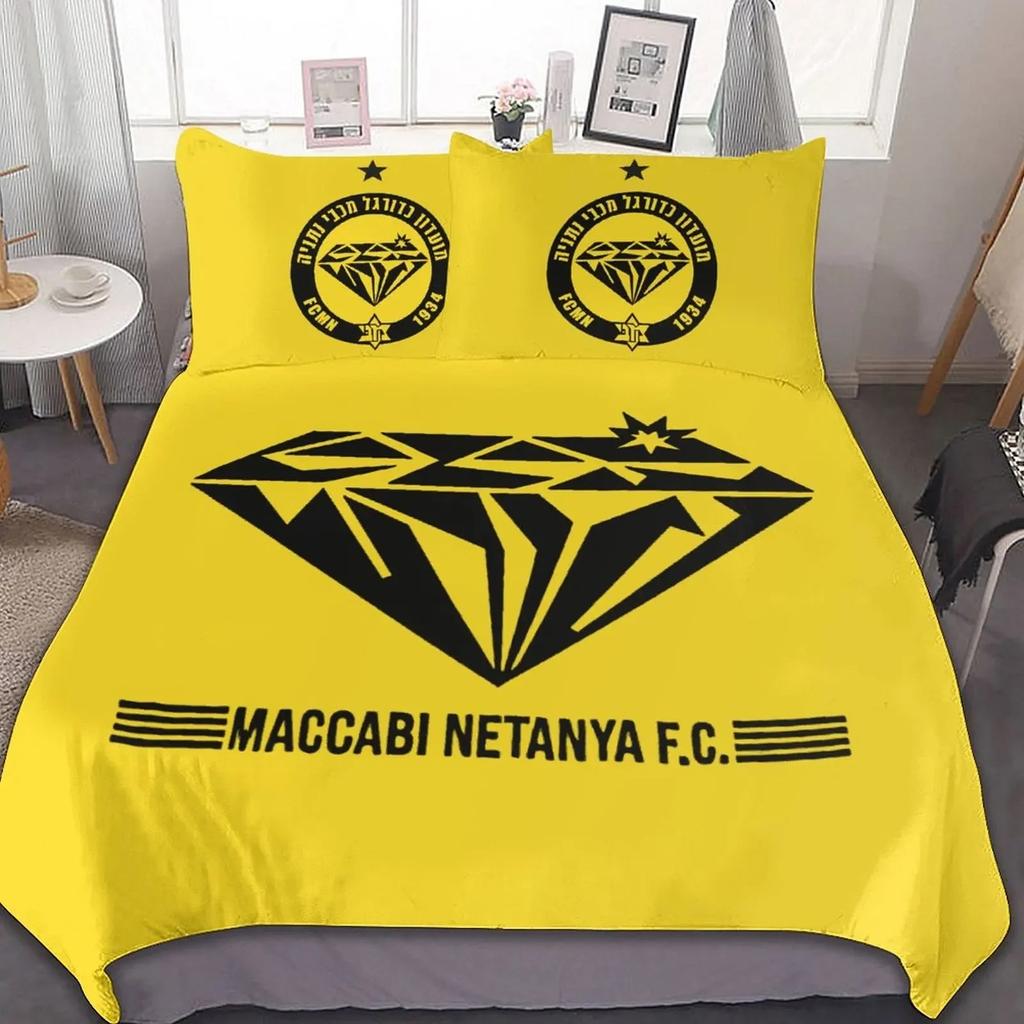 3D-gedrucktes Maccabi Netanya-Bettwäscheset, Bettbezug, Schlafzimmer-Tröster, Einzel-, Zwillings- und Kingsize-Bettbezug, Heimtextilien