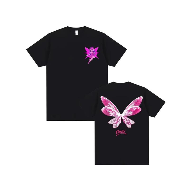 Omar Courtz "Por Si Manana No Estoy" Album 2026 T-shirt - Vlinder & Spaanse Tekst Grafisch T-shirt Voor Mannen & Vrouwen, Harajuku Streetwear Ronde Hals Casual