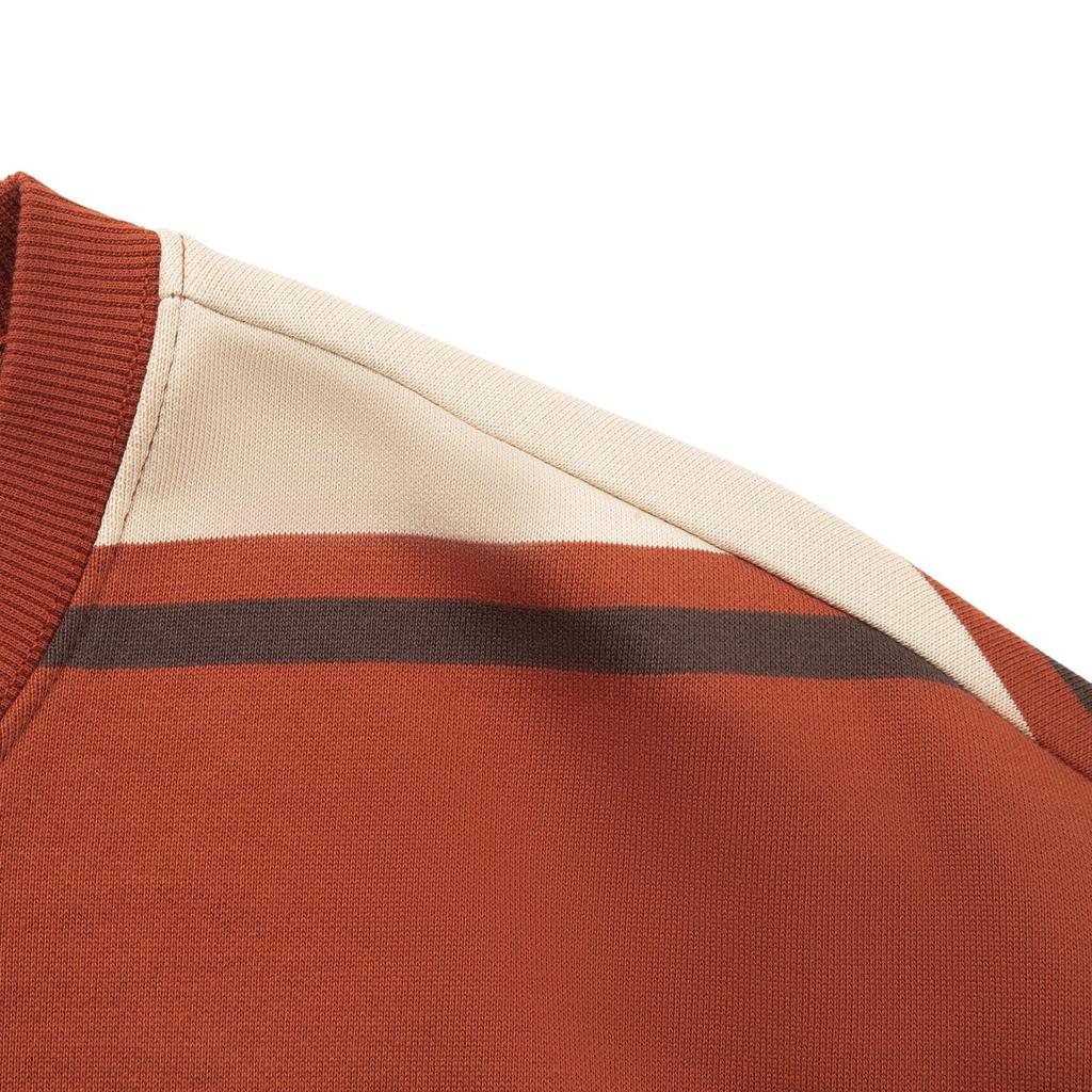 Li Ning Sports Lifestyle Series Simple Versatile Round Neck Striped Color Block Fleece Warm Loose Fit Sweatshirt Unisex Sweatshirt AWDVD31-3