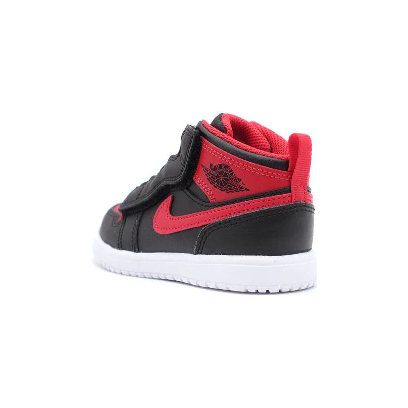 Jordan Air  1 Mid Alt "Bred Toe" Slip Resistant Durable Mid Top Baby Shoes Baby shoes Black AR6352-060