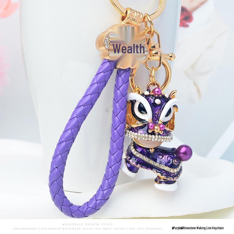 Chinese Lion Dance Keychain - Traditional Style Lion Charm