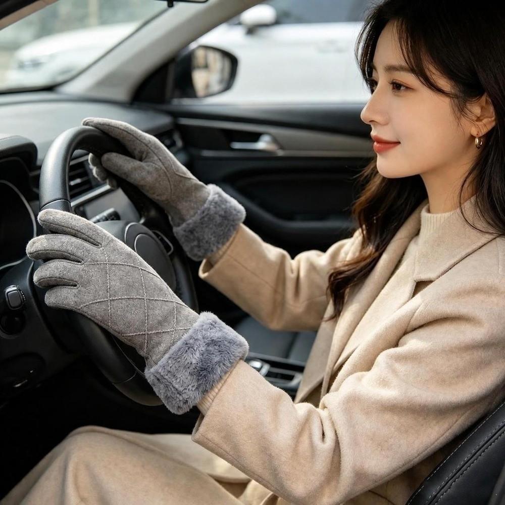 Thickened Women's Mittens Soft Fleece Cuffs Cycling Mittens New Touchscreen Gloves  Driving