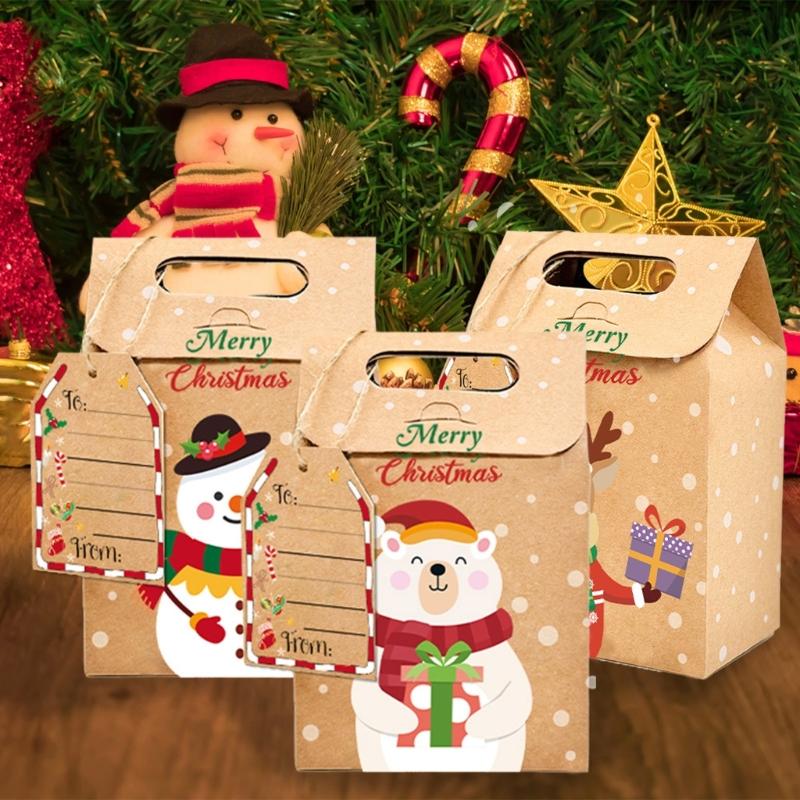 Celebratory Holiday Paper Gift Bags for Christmas Treats and Small Party Bonuses