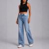 Jeans Larghi Casual da Donna con Vita Bordata in Pizzo