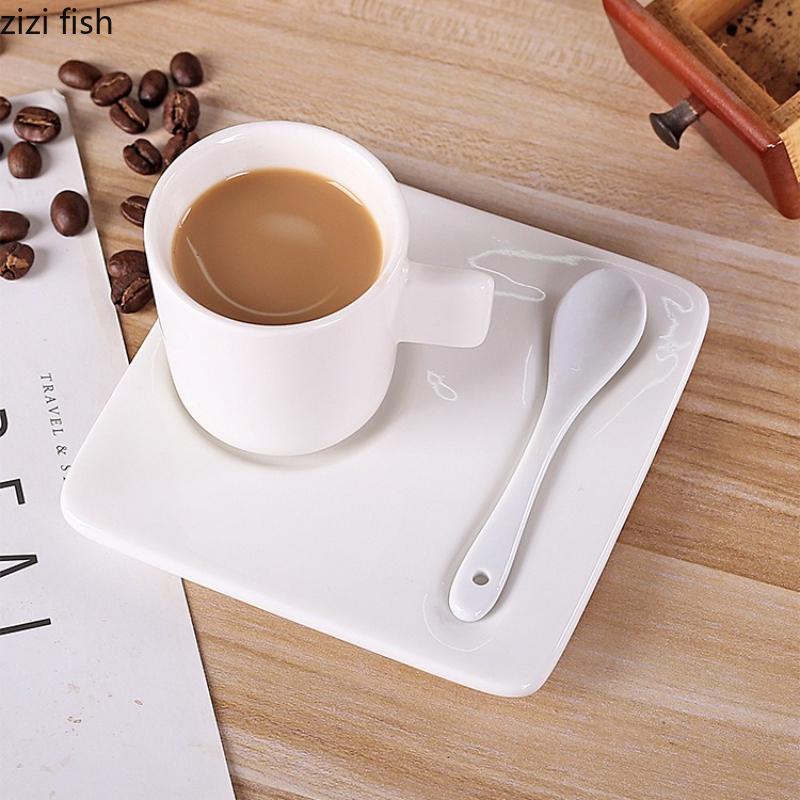 White Ceramic Water Cup Coffee Cup and Dish Set Breakfast Cups Dim Sum Dish Afternoon Tea Mug Milk Tea Cups Juice Mug