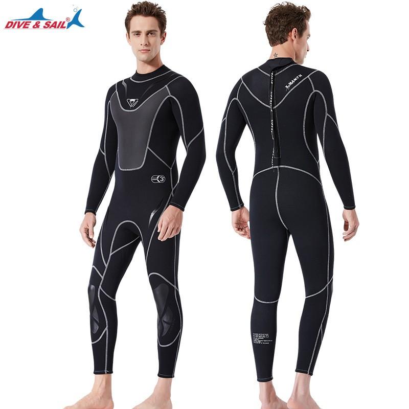 Manufacturer 3mm Diving Suit Men's Wet One-piece Thermal Snorkel Long-sleeved Cold-proof Surfing Swimsuit