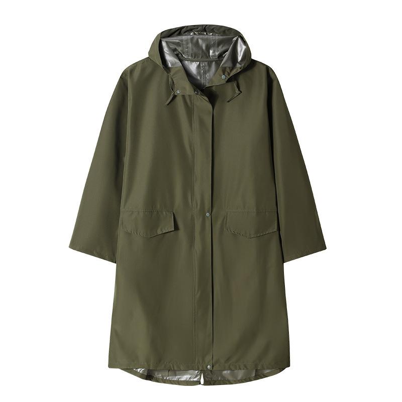 Chunya Textile PU Waterproof Windproof Poncho Extended Trench Coat Raincoat Outdoor Hiking Rainstorm Prevention Over the Knee Unisex
