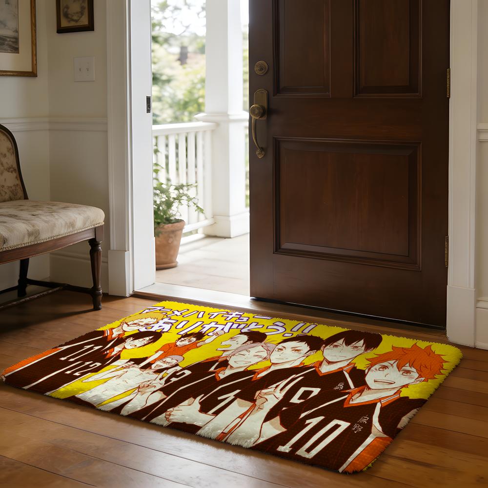 Hotblooded Anime HHaikyuu Floor Mat Soft Flannel Absorbent Mat Non-Slip Rug Home Bedroom Bathroom