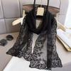 Embroidered Flower Lace Scarf Lightweight Female Headscarf Retro Silk Scarf  Summer