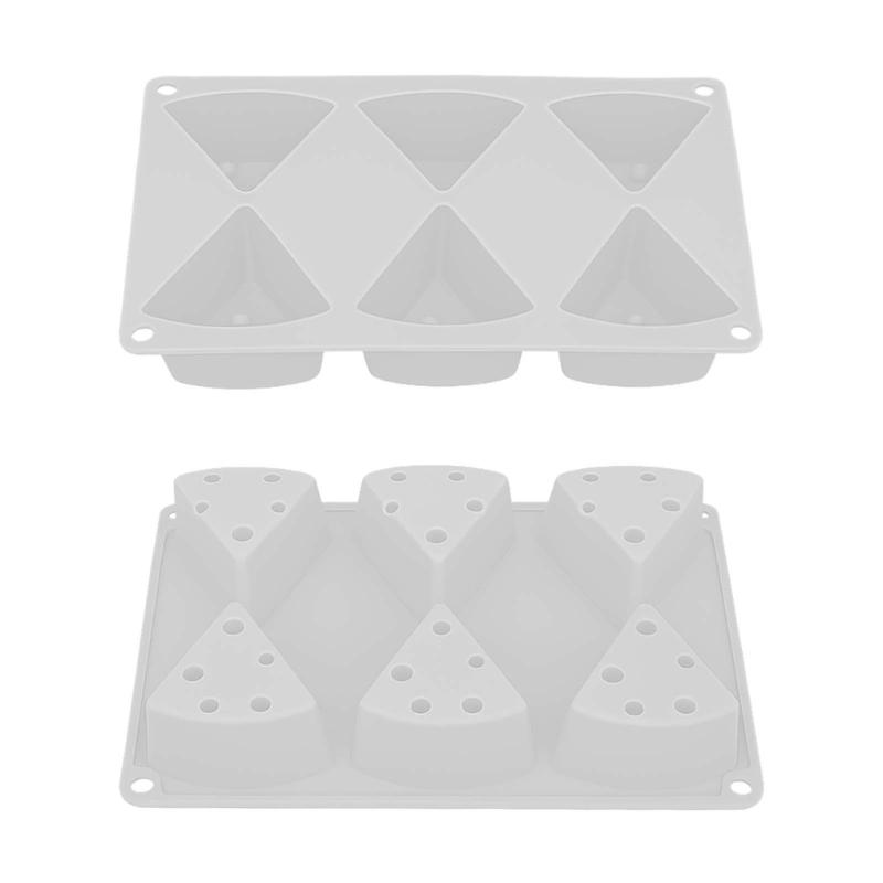 6 Cavity Triangles Cheese Silicone Mould for Craft Food Grade Heat Resistant Baking Tool Easy Release and Cleaning