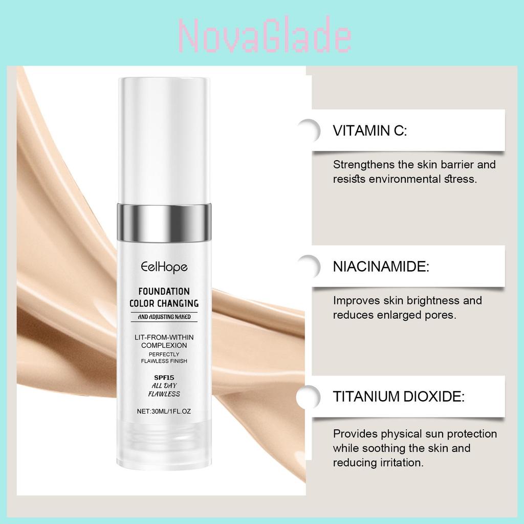 Eelhope Temperaturwechselnde Concealer Foundation Leicht Feuchtigkeitsspendend 30ml Für Alle Hauttypen