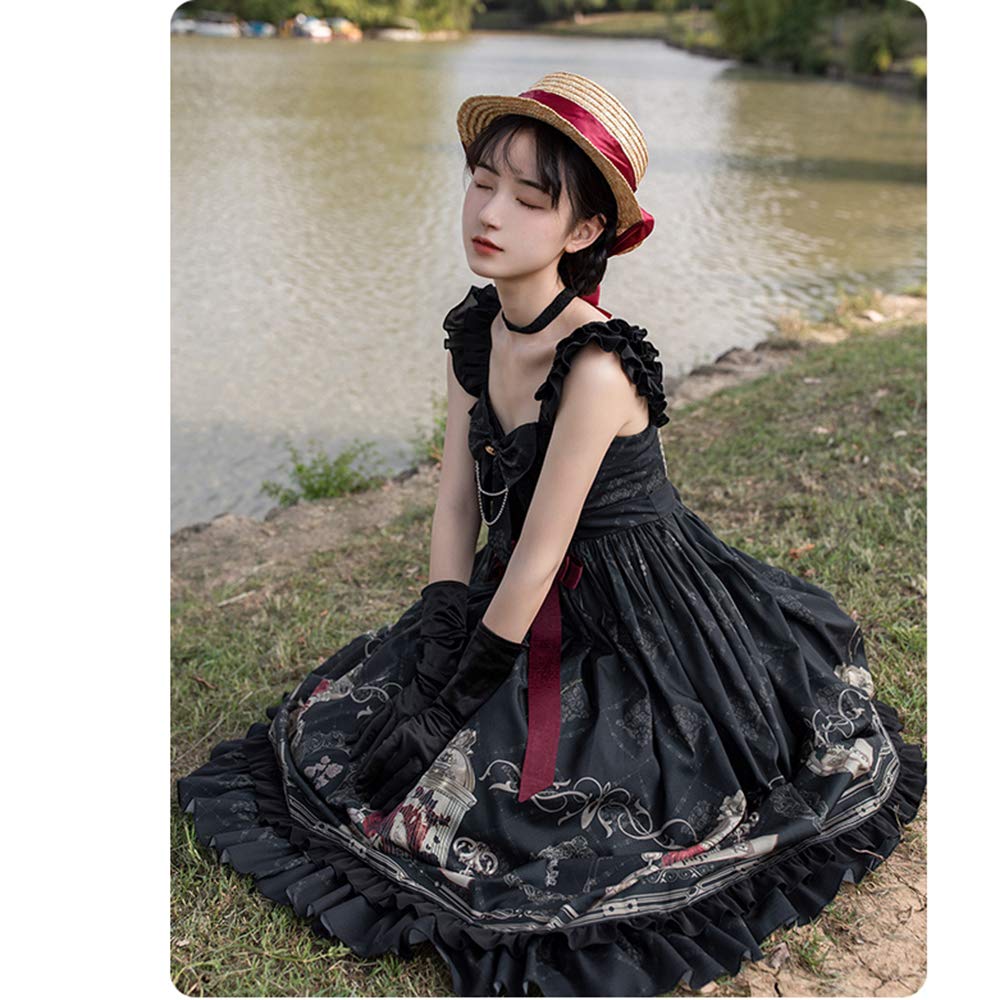Gothique Lolita Halloween Gothique Noir Mori Girl Volants Été Thé École Culturel L [SSUPTEMBER2] Robe, Costume, Cosplay, Lolita, Style, Filles,