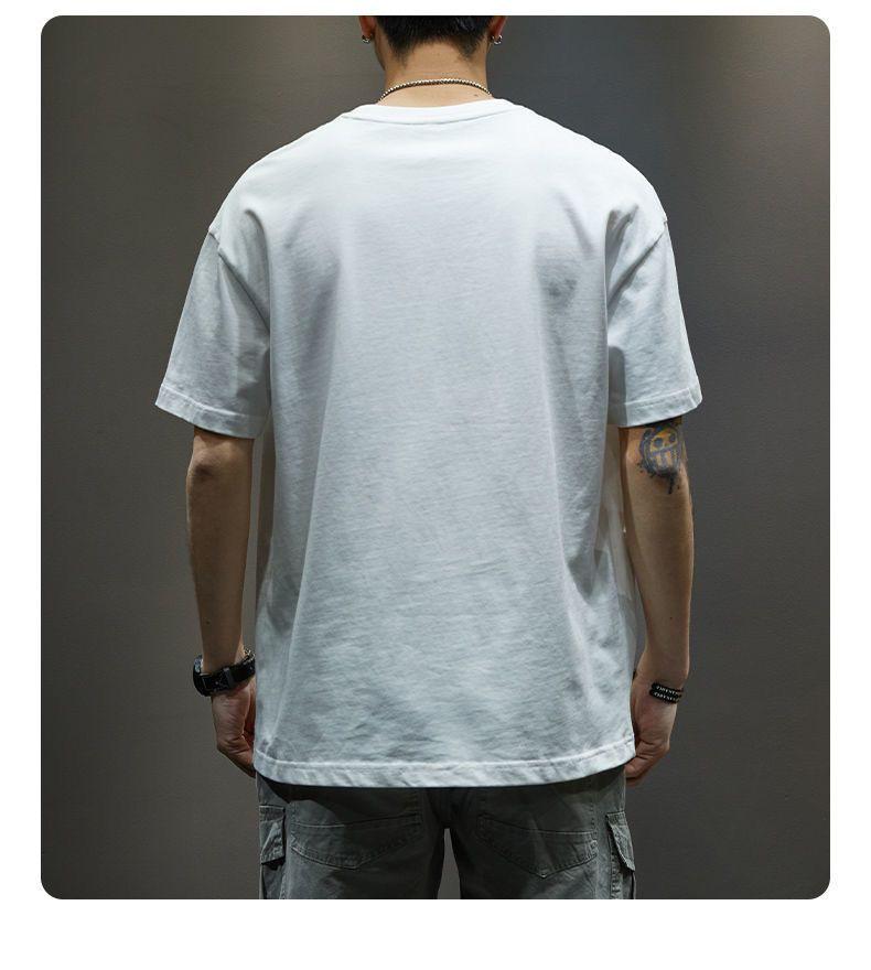 2026 Men's Summer American Retro Cotton T-shirt, Japanese Trendy Brand, Loose Fit, Short Sleeve, Round Neck