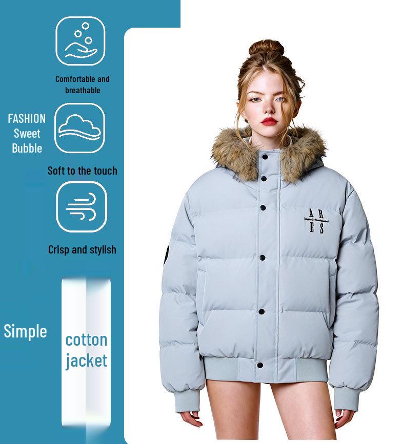 ARES Retro Embroidered Men's Winter Coat with Detachable Fur Collar