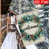 Gd-Dq09050052-1pc Christmas Winter Pine Branches Snowflakes Welcome Christmas Garden Flag_1-28X40 Inch Outdoor Garden Flag Double-Sided Home Decoratio