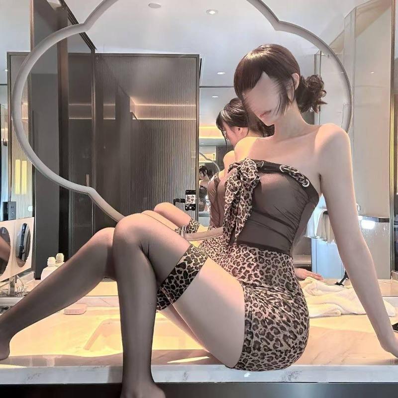 Sexy Lingerie Female Pure Desire Hottie Nightclub Girl Leopard Print Tube Top Hip Skirt Sexy Perspective Ol Secretary Uniform