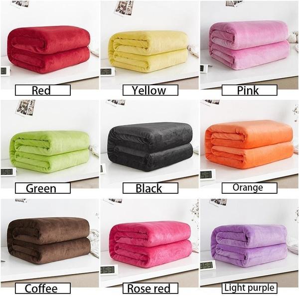Solid Color Flannel Blanket Bed Throw Blanket On Bed / Sofa / Travel 100x150cm 150x200cm 180x200cm 200x230cm Blanket Adult/kids