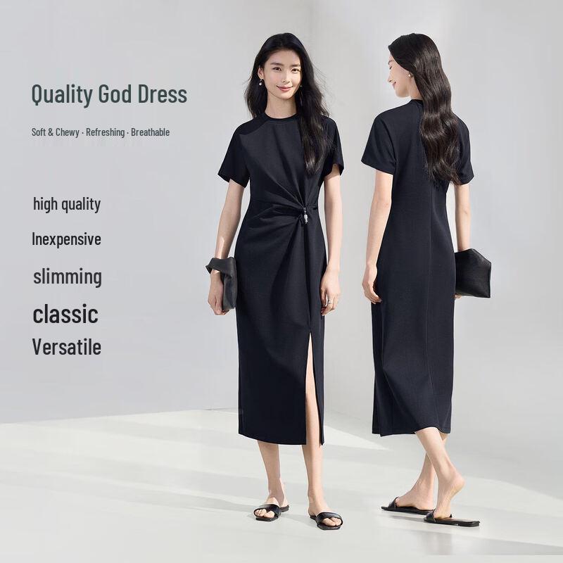 IHIMI Women s Twist Knot Slit Midi Dress L