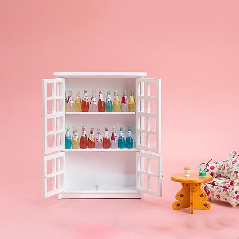 1:12 Dollhouse Miniature Wooden Display Cabinet Cake Candy Cabinet Storage Rack Organizer Display Shelf Stand Store Scene Model